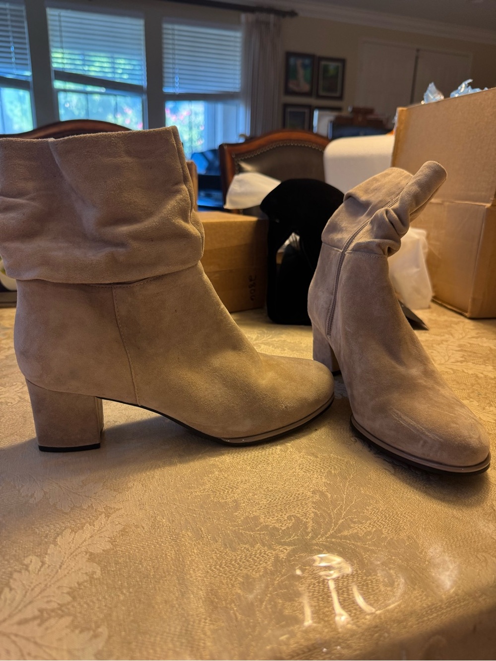 L'Amour Des Pieds Pivot Tan Stone Suede Slouchy Ankle Boots 7.5